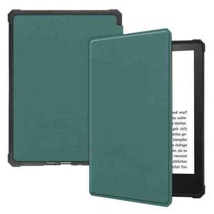 For Amazon Kindle Paperwhite 2021 Solid Color Voltage Caster Texture TPU Horizontal Flip Tablet Leather Case with Sleep / Wake-up Function(Dark Green)
