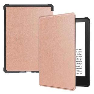 For Amazon Kindle Paperwhite 2021 Solid Color Voltage Caster Texture TPU Horizontal Flip Tablet Leather Case with Sleep / Wake-up Function(Rose Gold)