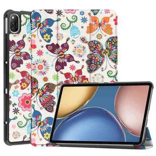 For Honor Tablet V7 Custer Painted Horizontal Flip Tablet PU Leather Case with Sleep / Wake-up Function & 3-Fold Holder(Color Butterfly)