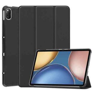For Honor Tablet V7 Custer Pattern Pure Color Horizontal Flip Tablet Leather Case with Sleep / Wake-up Function & Three-folding Holder(Black)