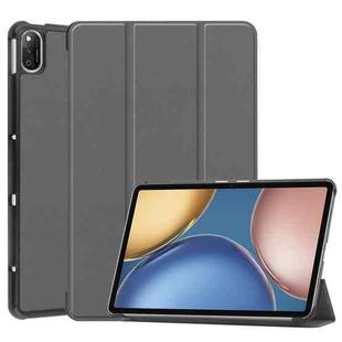 For Honor Tablet V7 Custer Pattern Pure Color Horizontal Flip Tablet Leather Case with Sleep / Wake-up Function & Three-folding Holder(Grey)