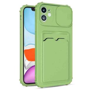 Sliding Camera Cover Design TPU Shockproof Case with Card Slot For iPhone 13 Pro Max(Green)
