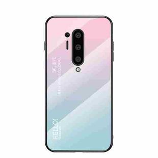 For OnePlus 8 Pro Gradient Color Painted TPU Edge Glass Case(Gradient Pink Blue)