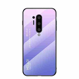 For OnePlus 8 Pro Gradient Color Painted TPU Edge Glass Case(Gradient Pink Purple)