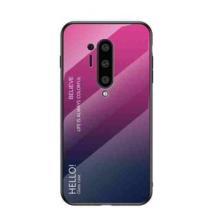 For OnePlus 8 Pro Gradient Color Painted TPU Edge Glass Case(Gradient Rose Red)