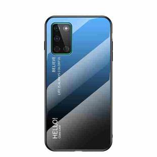 For OnePlus 8T Gradient Color Painted TPU Edge Glass Case(Gradient Blue Black)