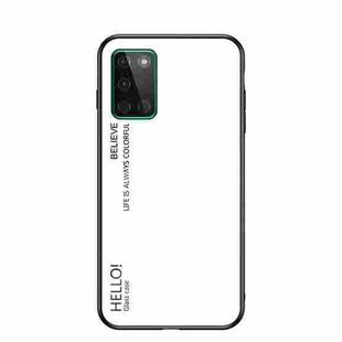 For OnePlus 8T Gradient Color Painted TPU Edge Glass Case(Elegant White)