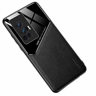 For vivo X70 Pro All-inclusive Leather + Organic Glass Protective Case with Metal Iron Sheet(Black)