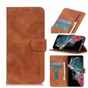 For Samsung Galaxy S22 Ultra 5G KHAZNEH Retro Texture PU + TPU Horizontal Flip Leather Case with Holder & Card Slots & Wallet(Brown)