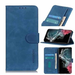 For Samsung Galaxy S22 Ultra 5G KHAZNEH Retro Texture PU + TPU Horizontal Flip Leather Case with Holder & Card Slots & Wallet(Blue)