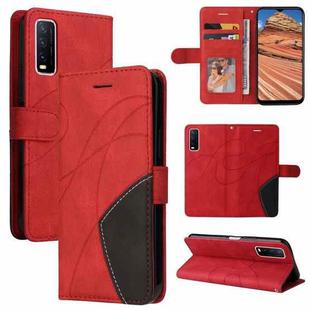 For vivo Y20/Y20A/Y20s/Y20i/Y20G Dual-color Splicing Horizontal Flip PU Leather Case with Holder & Card Slots & Wallet(Red)