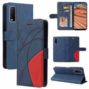 For vivo Y20/Y20A/Y20s/Y20i/Y20G Dual-color Splicing Horizontal Flip PU Leather Case with Holder & Card Slots & Wallet(Blue)