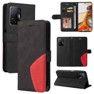 For Xiaomi 11T / 11T Pro Dual-color Splicing Horizontal Flip PU Leather Case with Holder & Card Slots & Wallet(Black)