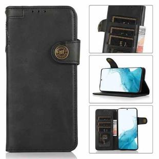 For Samsung Galaxy S22 5G KHAZNEH Dual-Splicing Cowhide Texture Horizontal Flip Leather Case with Holder & Card Slots & Wallet & Lanyard(Black)