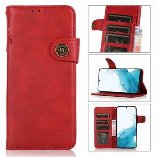 For Samsung Galaxy S22 5G KHAZNEH Dual-Splicing Cowhide Texture Horizontal Flip Leather Case with Holder & Card Slots & Wallet & Lanyard(Red)