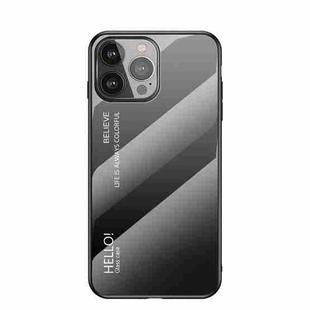 Gradient Color Painted TPU Edge Glass Case For iPhone 13 Pro Max(Gradient Black Grey)