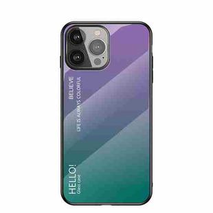 Gradient Color Painted TPU Edge Glass Case For iPhone 13 Pro Max(Gradient Purple)