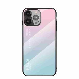 Gradient Color Painted TPU Edge Glass Case For iPhone 13 Pro(Gradient Pink Blue)