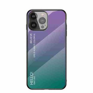 Gradient Color Painted TPU Edge Glass Case For iPhone 13 Pro(Gradient Purple)