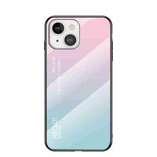 Gradient Color Painted TPU Edge Glass Case For iPhone 13(Gradient Pink Blue)