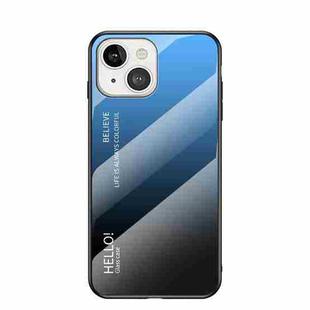 Gradient Color Painted TPU Edge Glass Case For iPhone 13 mini(Gradient Blue Black)