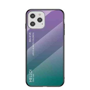 Gradient Color Painted TPU Edge Glass Case For iPhone 12 Pro(Gradient Purple)