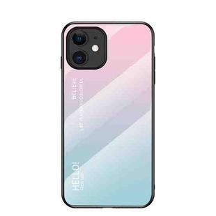 Gradient Color Painted TPU Edge Glass Case For iPhone 12 mini(Gradient Pink Blue)