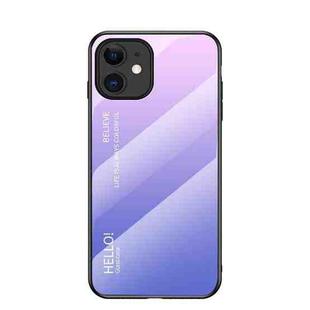 Gradient Color Painted TPU Edge Glass Case For iPhone 12 mini(Gradient Pink Purple)