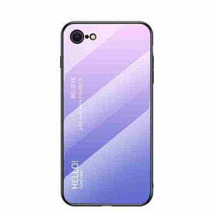 Gradient Color Painted TPU Edge Glass Case For iPhone SE 2022 / SE 2020 / 8 / 7(Gradient Pink Purple)