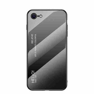 Gradient Color Painted TPU Edge Glass Case For iPhone SE 2022 / SE 2020 / 8 / 7(Gradient Black Grey)