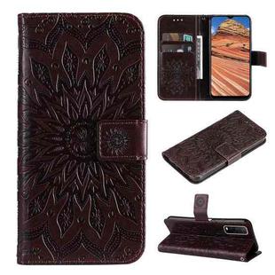 For vivo Y11s/Y12A/Y12s/Y20/Y20A/Y20s/Y20i/Y20G/Y20SG Pressed Printing Sunflower Pattern Horizontal Flip PU Leather Case with Holder & Card Slots & Wallet & Lanyard(Brown)