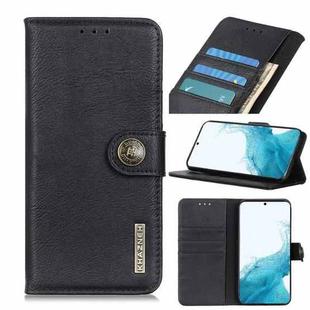 For Samsung Galaxy S22 5G KHAZNEH Cowhide Texture Horizontal Flip Leather Case with Holder & Card Slots & Wallet(Black)