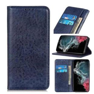 For Samsung Galaxy S22 Ultra 5G Magnetic Crazy Horse Texture Horizontal Flip Leather Case with Holder & Card Slots & Wallet(Blue)