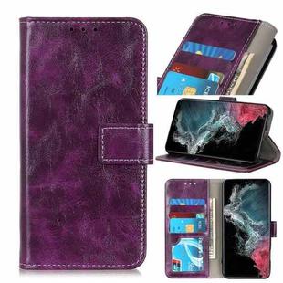 For Samsung Galaxy S22 Ultra 5G Retro Crazy Horse Texture Horizontal Flip Leather Case with Holder & Card Slots & Photo Frame & Wallet(Purple)