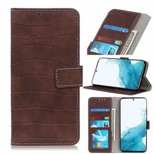 For Samsung Galaxy S22 5G Magnetic Crocodile Texture Horizontal Flip Leather Case with Holder & Card Slots & Wallet(Brown)