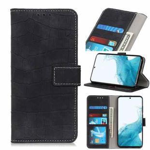 For Samsung Galaxy S22+ 5G Magnetic Crocodile Texture Horizontal Flip Leather Case with Holder & Card Slots & Wallet(Black)
