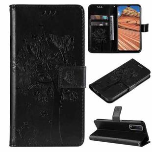 For vivo Y11s/Y12A/Y12s/Y20/Y20A/Y20s/Y20G/Y20SG Tree & Cat Embossing Pattern Horizontal Flip PU Leather Case with Holder & Card Slots & Wallet & Lanyard(Black)