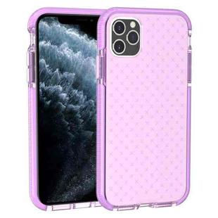 For iPhone 11 Pro Grid Pattern Shockproof Transparent TPU Protective Case(Purple)