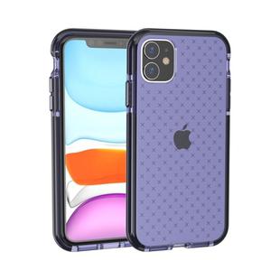 For iPhone 11 Grid Pattern Shockproof Transparent TPU Protective Case(Blue)