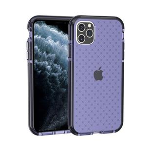 For iPhone 11 Pro Max Grid Pattern Shockproof Transparent TPU Protective Case(Blue)