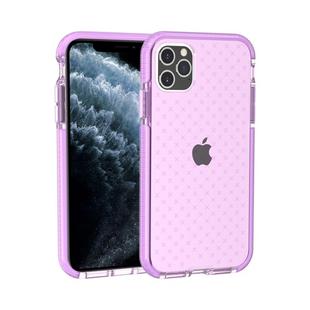 For iPhone 11 Pro Max Grid Pattern Shockproof Transparent TPU Protective Case(Purple)