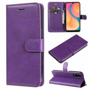 For vivo Y20 / Y20a / Y20s Pure Color Horizontal Flip Leather Case with Holder & Card Slots & Wallet & Lanyard(Purple)