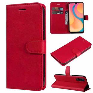For vivo Y20 / Y20a / Y20s Pure Color Horizontal Flip Leather Case with Holder & Card Slots & Wallet & Lanyard(Red)
