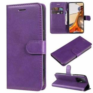 For Xiaomi Mi 11T / 11T Pro Pure Color Horizontal Flip Leather Case with Holder & Card Slots & Wallet & Lanyard(Purple)