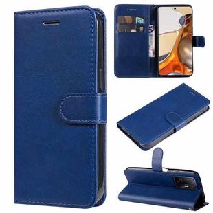 For Xiaomi Mi 11T / 11T Pro Pure Color Horizontal Flip Leather Case with Holder & Card Slots & Wallet & Lanyard(Blue)