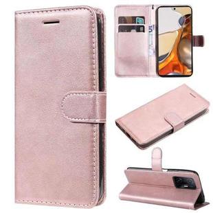For Xiaomi Mi 11T / 11T Pro Pure Color Horizontal Flip Leather Case with Holder & Card Slots & Wallet & Lanyard(Rose Gold)