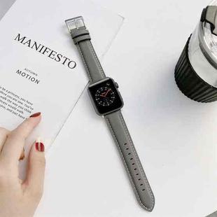 Sewing Leather Watch Band For Apple Watch Ultra 49mm / Series 8&7 45mm / SE 2&6&SE&5&4 44mm / 3&2&1 42mm(Grey)