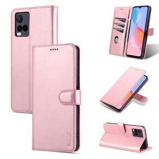 For vivo Y21 / Y33S AZNS Skin Feel Calf Texture Horizontal Flip Leather Case with Card Slots & Holder & Wallet(Rose Gold)