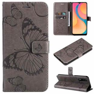 For vivo Y20 / Y20a / Y20s Pressed Printing Butterfly Pattern Horizontal Flip PU Leather Case with Holder & Card Slots & Wallet & Lanyard(Grey)