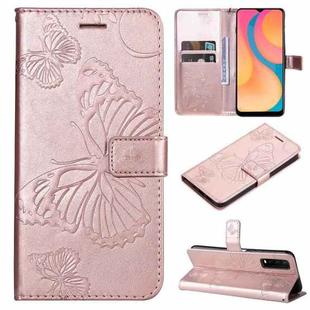 For vivo Y20 / Y20a / Y20s Pressed Printing Butterfly Pattern Horizontal Flip PU Leather Case with Holder & Card Slots & Wallet & Lanyard(Rose Gold)